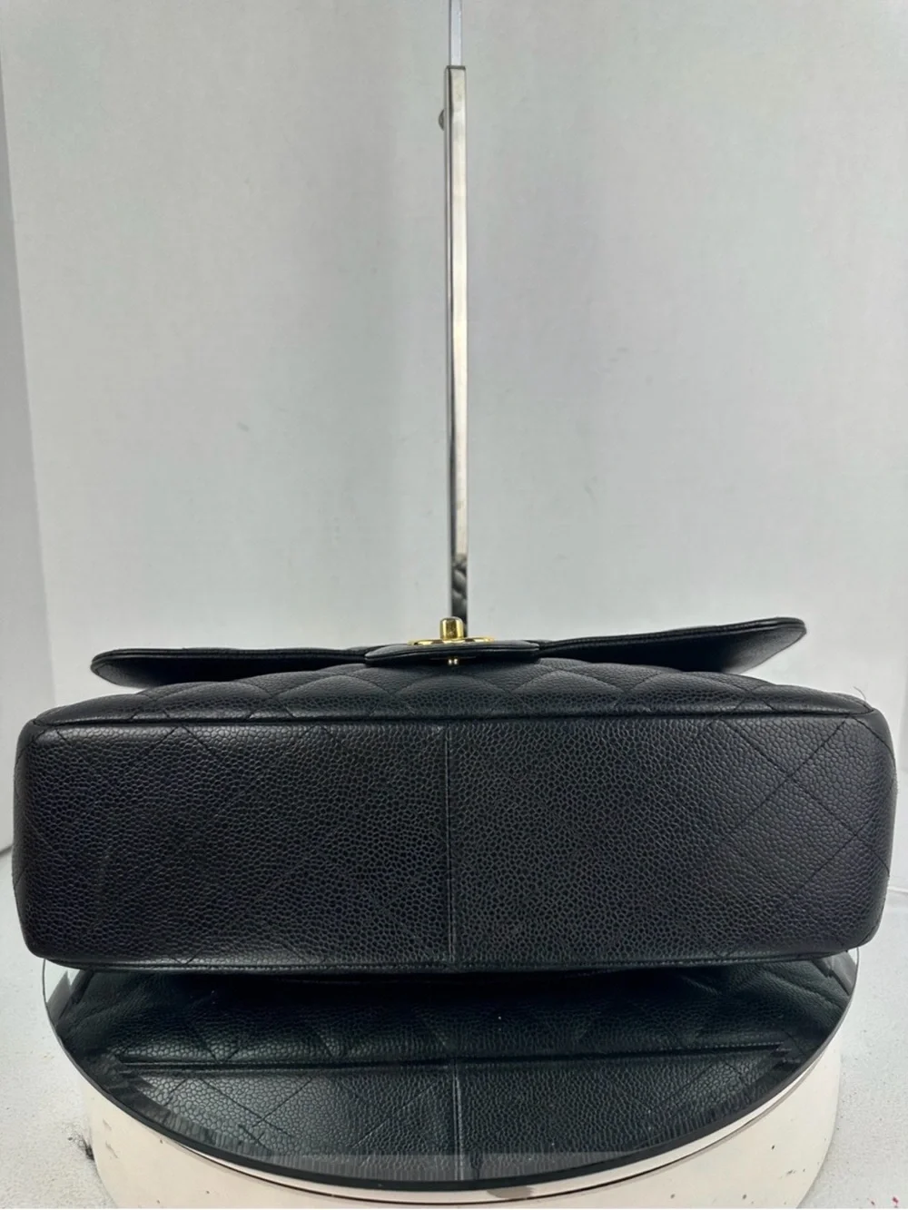 Chanel Jumbo Black Quilted Caviar Single Flap Shoulder Bag